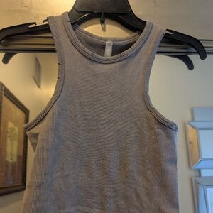 Gray Ribbed Tank Top